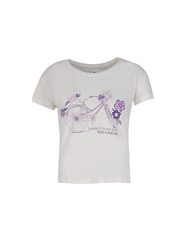 Dollie Kadın Bisiklet Yaka T-Shirt Ekru 