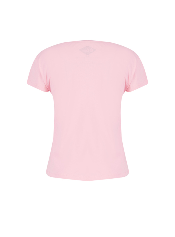Dollie Kadın Bisiklet Yaka T-Shirt Pembe