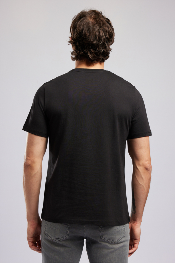 DORIAN Erkek Regular Fit %100 Pamuk Baskılı Bisiklet Yaka T-Shirt Siyah