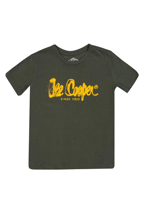 Drawinglogo 1 Erkek Çocuk Bisiklet Yaka T-Shirt Haki