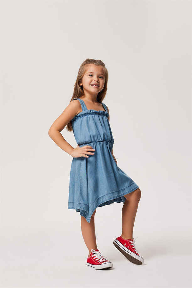 Elsa Kız Çocuk Jean Elbise Denım