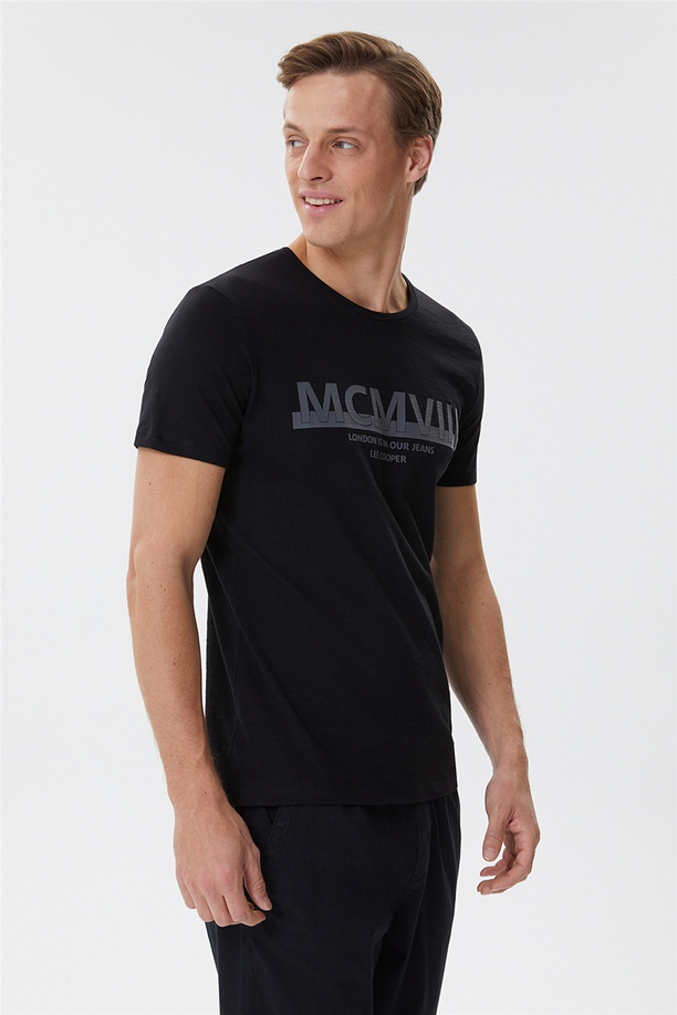 Evans Erkek O Yaka T-Shirt Siyah