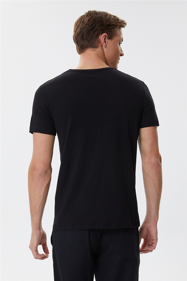 Evans Erkek O Yaka T-Shirt Siyah
