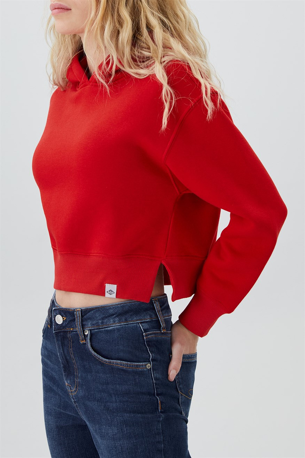 Fiona Kadın Kapüşonlu Sweatshirt Kırmızı