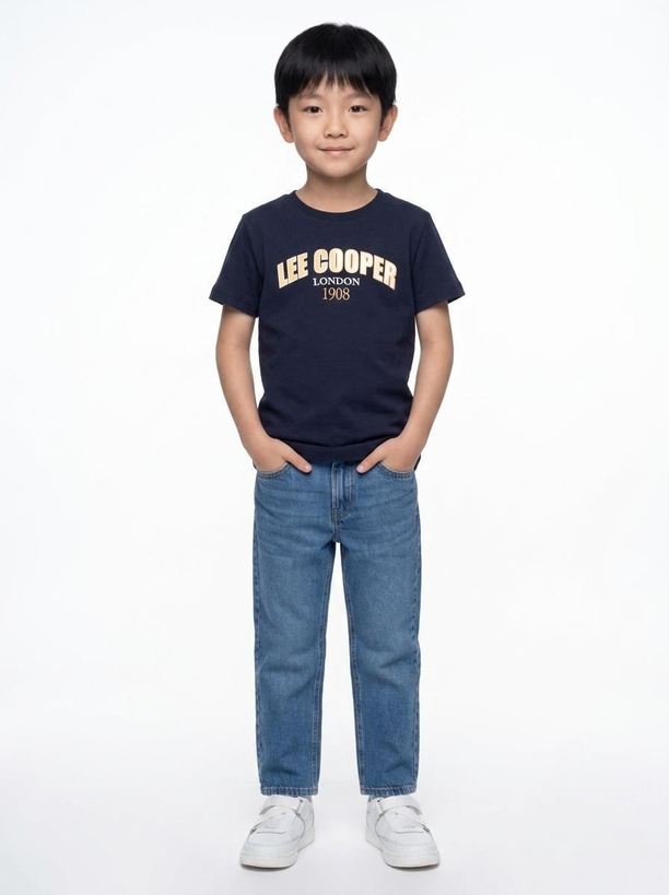 FUSS Erkek Çocuk Baskılı Bisiklet Yaka T-Shirt Mavi