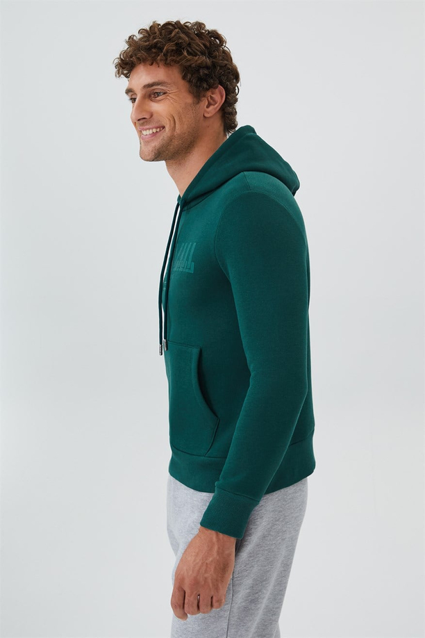 Garen Erkek Kapüşonlu Sweatshırt Zümrüt Yeşili