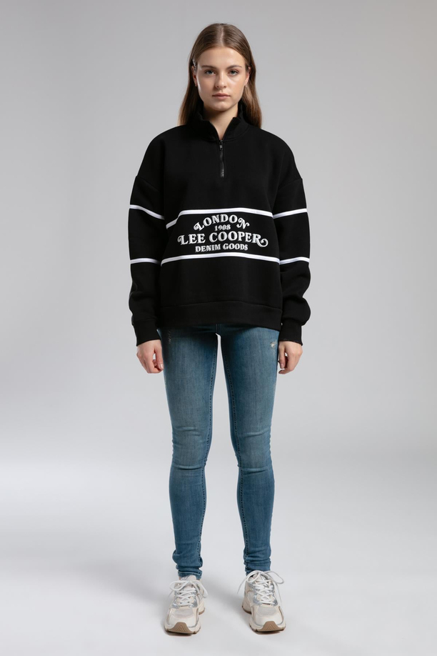Grace Kadın Dik Yaka Sweatshirt Siyah