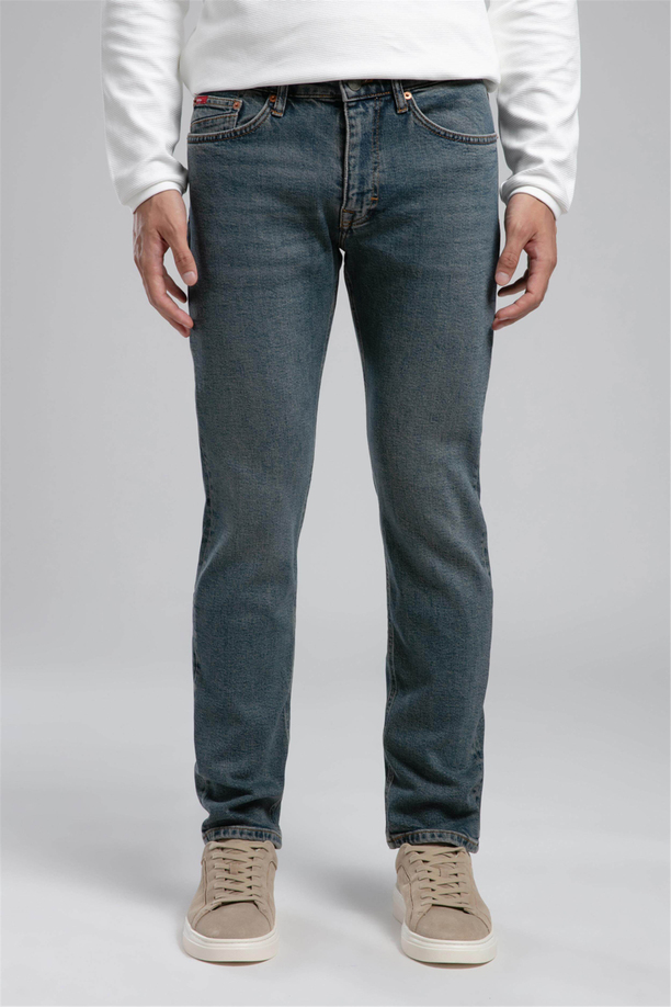 Harry Normal Bel Düz Kesim Düz Paça Mavi Erkek Jean Pantolon