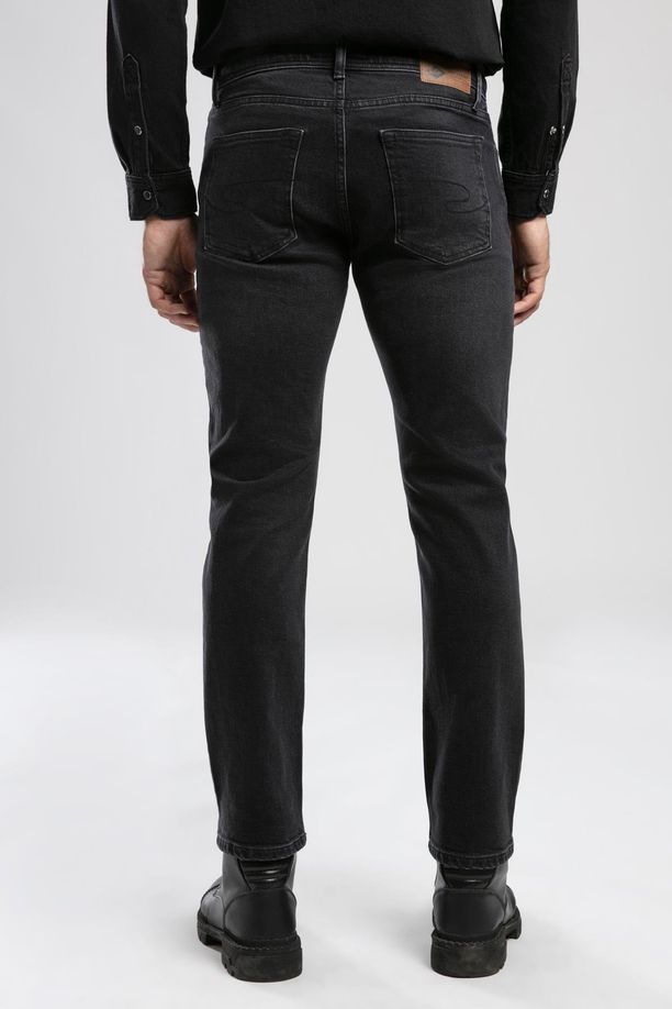 Harry Orta Bel Düz Kesim Düz Paça Siyah Erkek Jean Pantolon