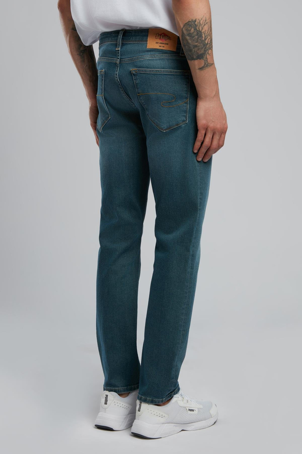 Jagger Erkek Slim Straight Fit Akis Nile Blue Jean Pantolon