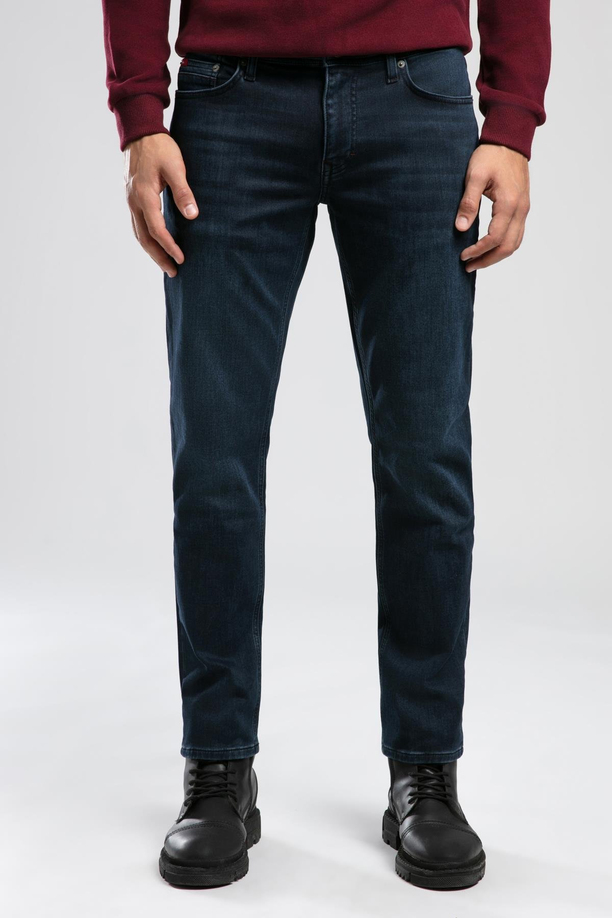 Jagger Normal Bel Dar Kesim Düz Paça Mavi Erkek Jean Pantolon