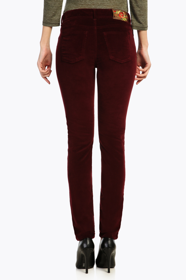 Jamy Yüksek Bel Dar Kesim Çok Dar Paça Bordo Kadın Pantolon