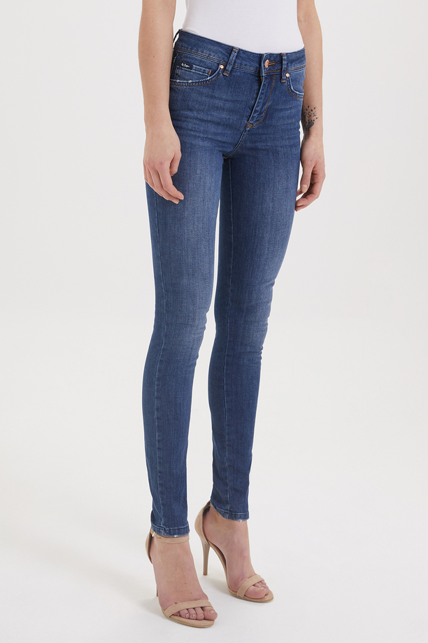 Jamy Yüksek Bel Dar Kesim Çok Dar Paça Mavi Kadın Jean Pantolon