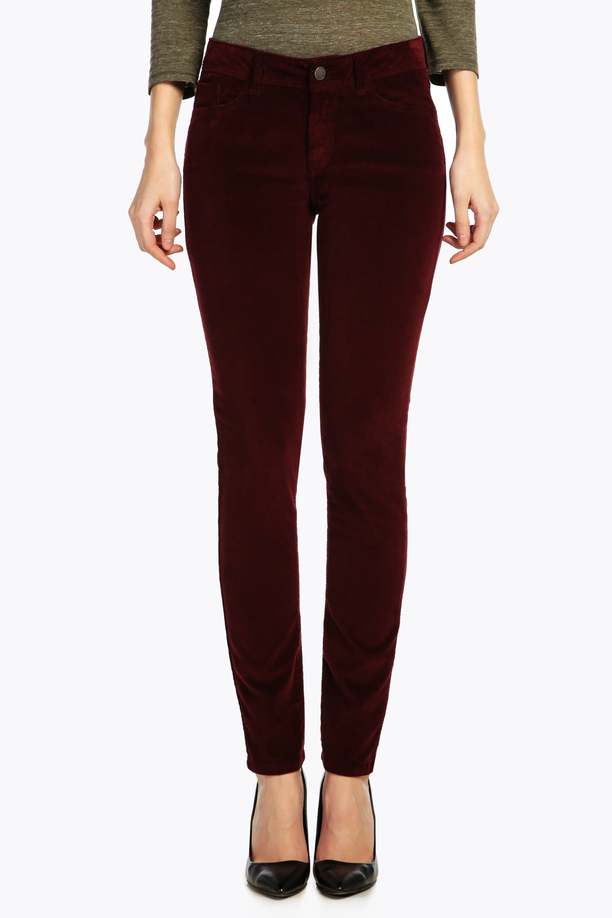 Jamy Yüksek Bel Dar Kesim Çok Dar Paça Bordo Kadın Pantolon