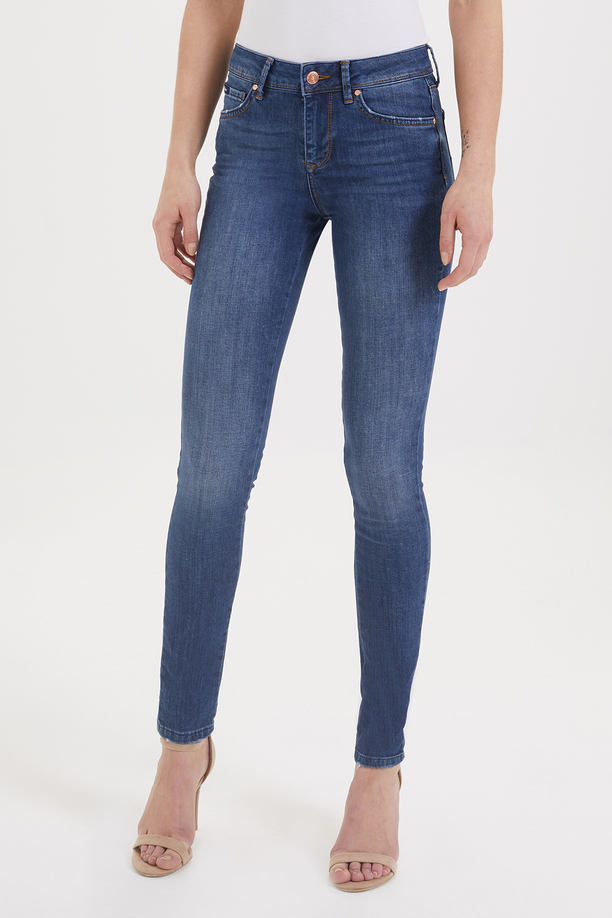 Jamy Yüksek Bel Dar Kesim Çok Dar Paça Mavi Kadın Jean Pantolon