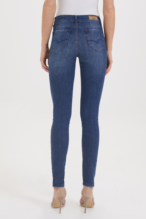 Jamy Yüksek Bel Dar Kesim Çok Dar Paça Mavi Kadın Jean Pantolon