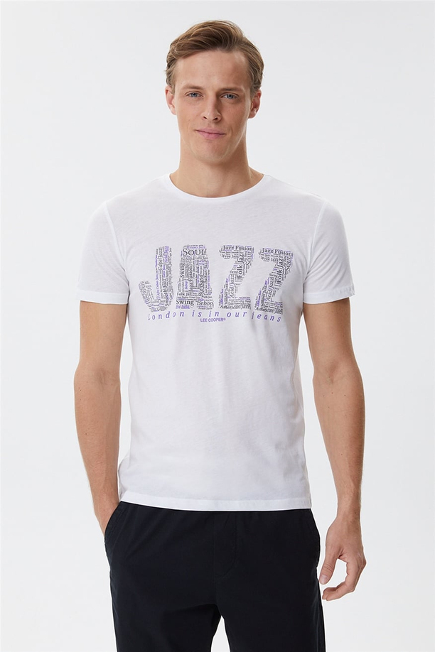 Jazz Erkek O Yaka T-Shirt Beyaz