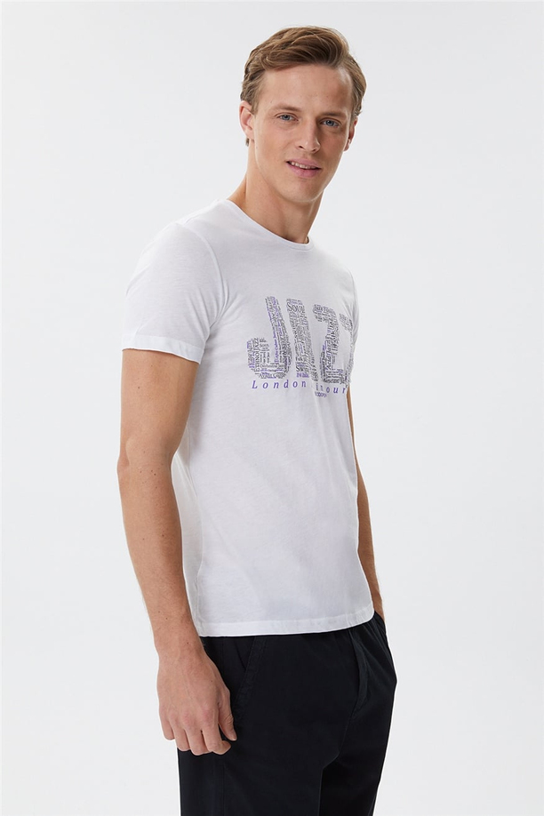 Jazz Erkek O Yaka T-Shirt Beyaz