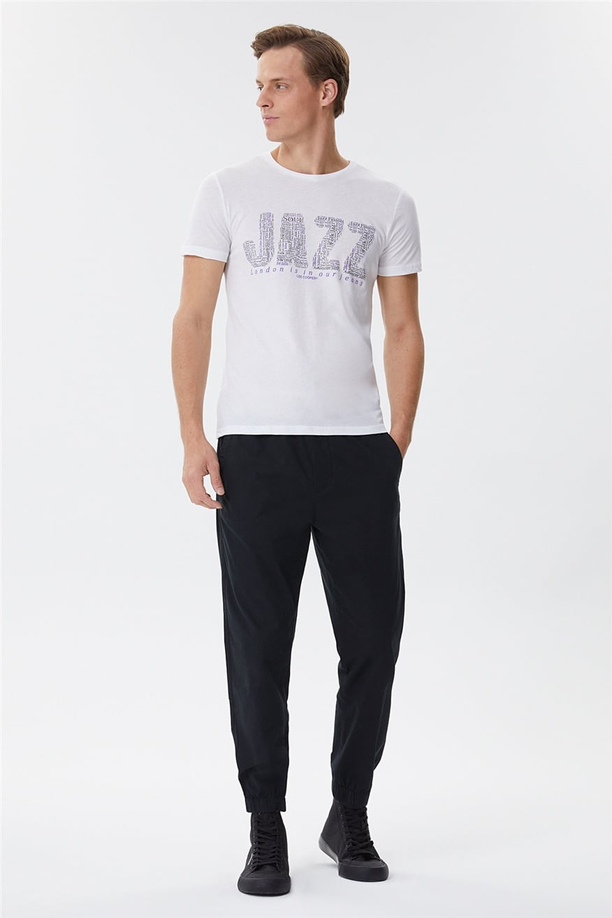 Jazz Erkek O Yaka T-Shirt Beyaz