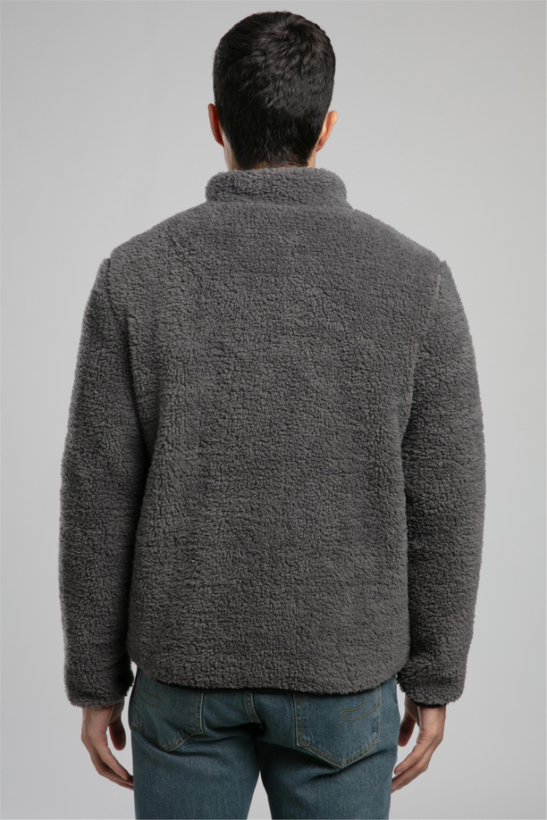 Jose Erkek Dik Yaka Peluş Mont Gri
