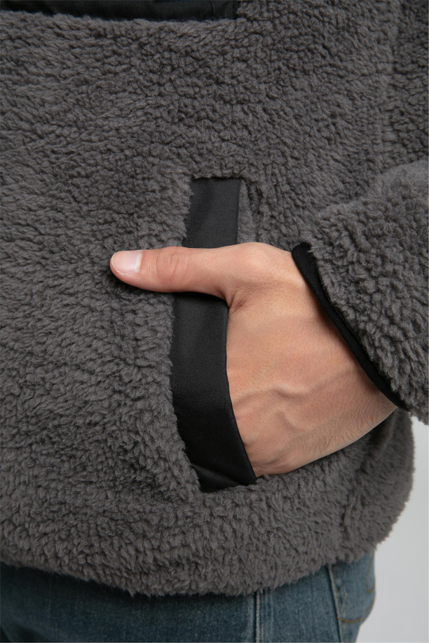 Jose Erkek Dik Yaka Peluş Mont Gri