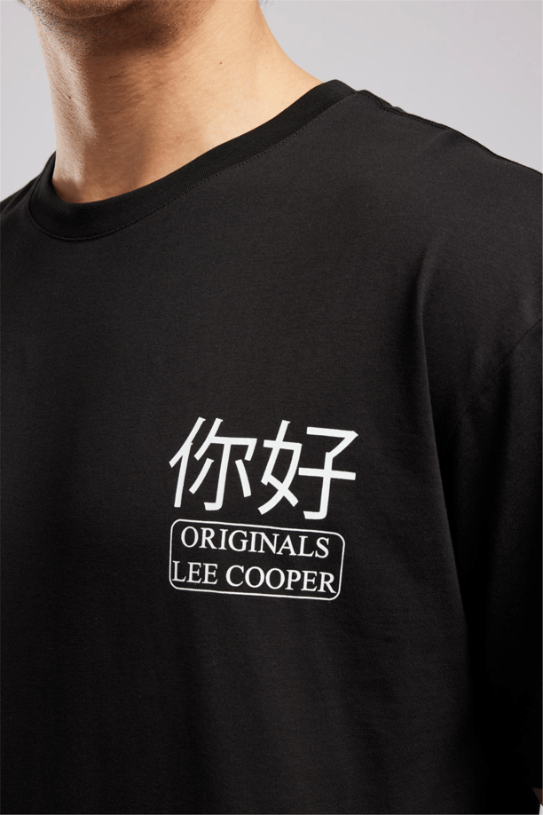 JOSUE Erkek Loose %100 Pamuk Baskılı Bisiklet Yaka T-Shirt Siyah