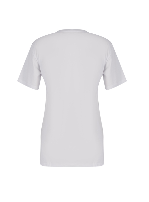 Joyce Kadın Oversize Bisiklet Yaka T-Shirt Beyaz