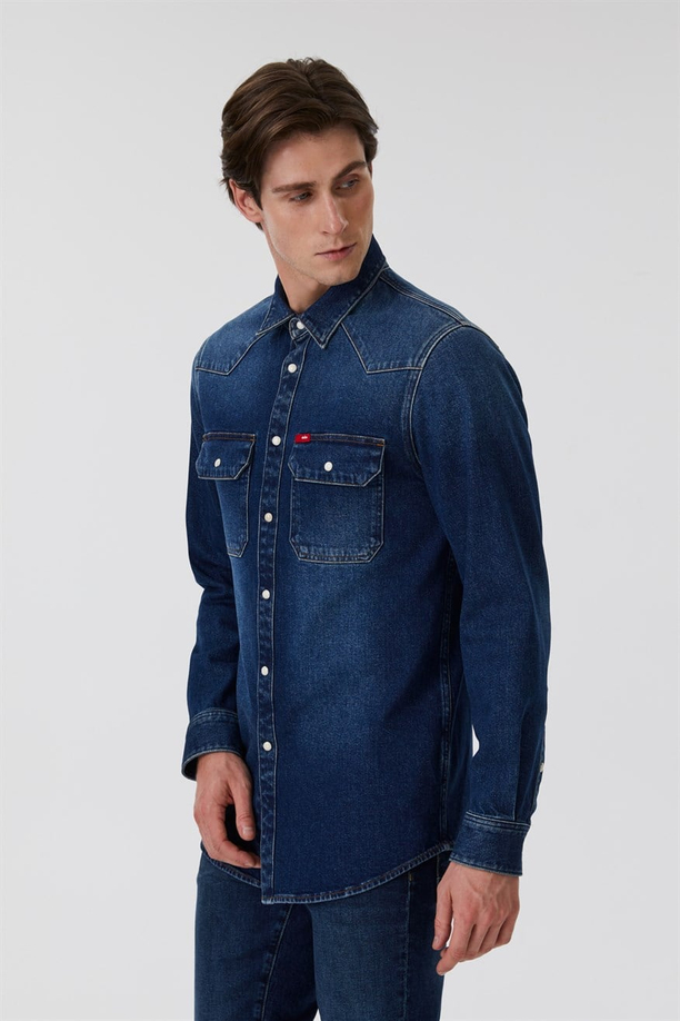KENN OVERSİZE ERKEK JEAN GÖMLEK