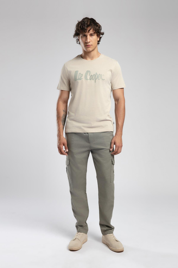 Ketgo Orta Bel Düz Kesim Düz Paça %100 Pamuk Haki Erkek Pantolon