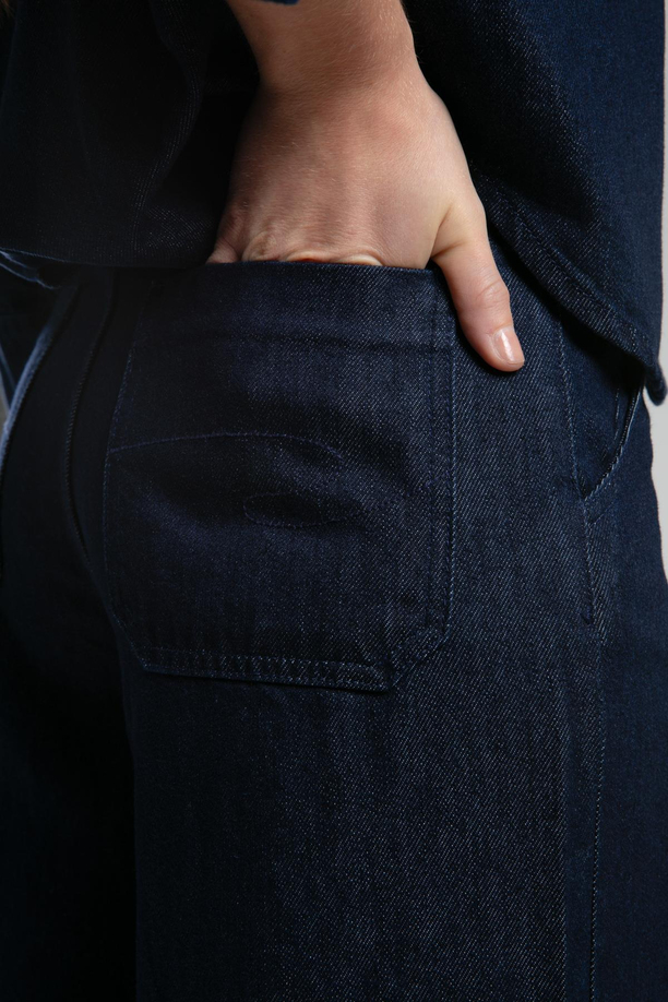 Krissy Yüksek Bel Geniş Paça Kesim Geniş Paça Mavi Kadın Jean Pantolon