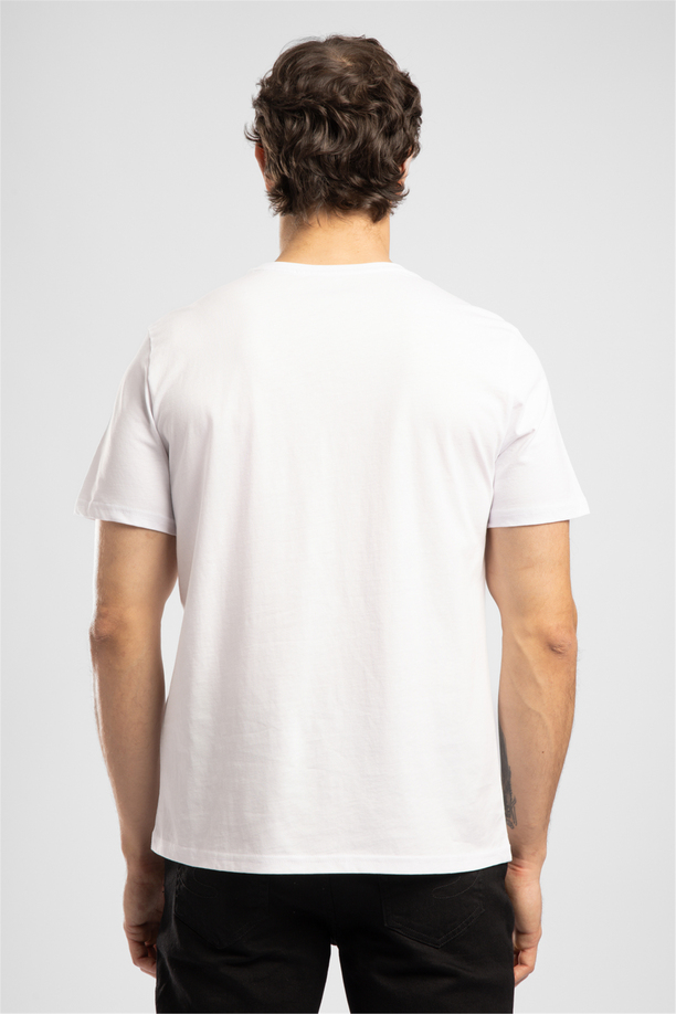 Logons Erkek Baskılı %100 Pamuk Beyaz T-Shirt