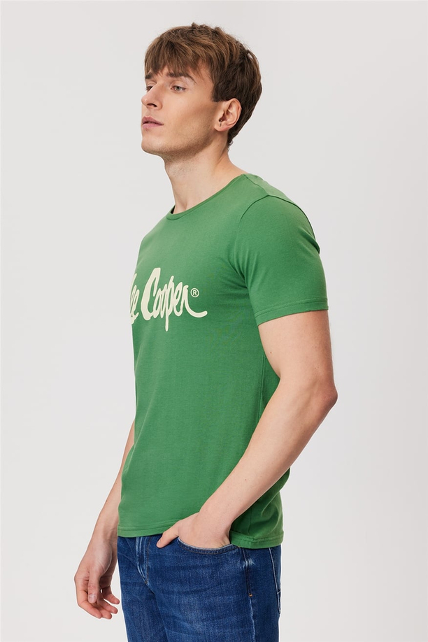 Londonlogo Erkek Bisiklet Yaka T-Shirt Yeşil