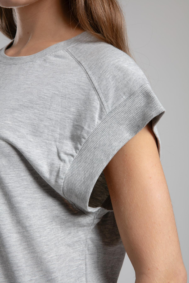Losea Kadın %100 Pamuk O Yaka T-Shirt Gri Melanj