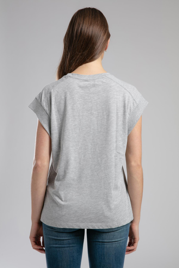 Losea Kadın %100 Pamuk O Yaka T-Shirt Gri Melanj