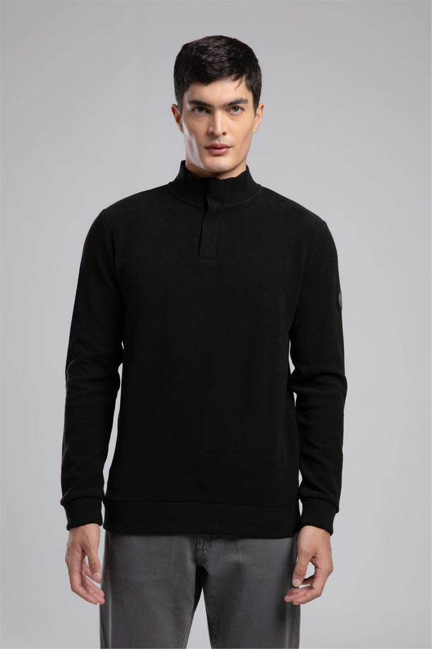 Luke Erkek Dik Yaka Sweatshirt Siyah
