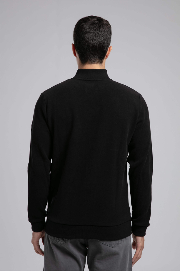 Luke Erkek Dik Yaka Sweatshirt Siyah