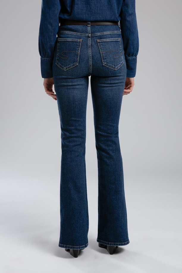 Luna Yüksek Bel İspanyol Paça Kesim Geniş Paça Eddie Dark Kadın Jean Pantolon