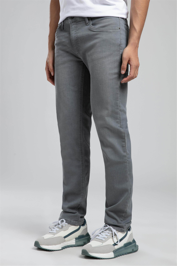Marco Normal Bel Dar Kesim Düz Paça Gri Erkek Jean Pantolon