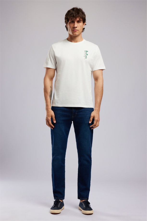 MARIANO Erkek Regular Fit %100 Pamuk Baskılı Bisiklet Yaka T-Shirt Beyaz