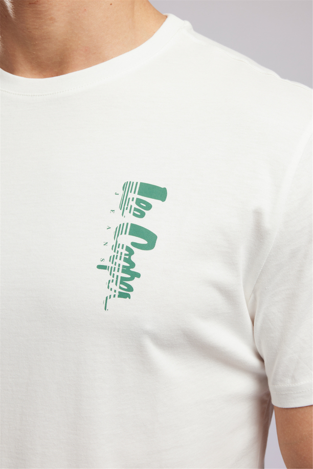 MARIANO Erkek Regular Fit %100 Pamuk Baskılı Bisiklet Yaka T-Shirt Beyaz