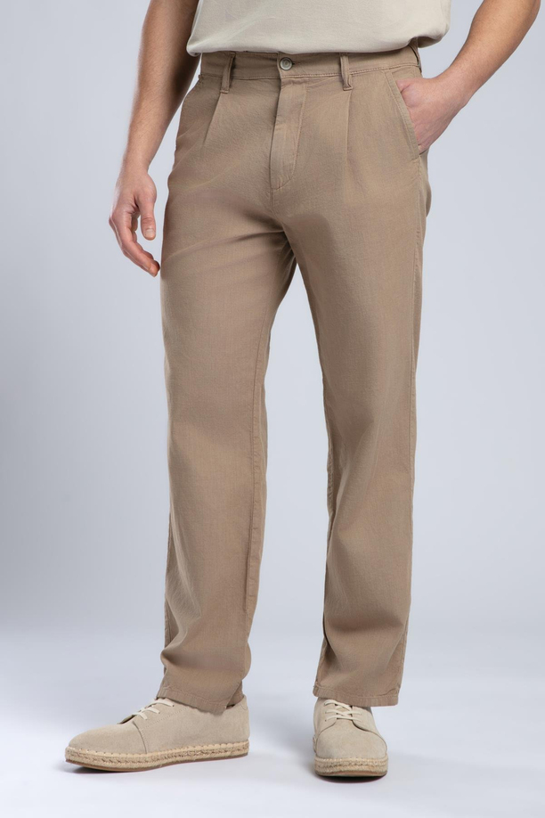 Matteo Erkek Dokuma Pantolon Camel