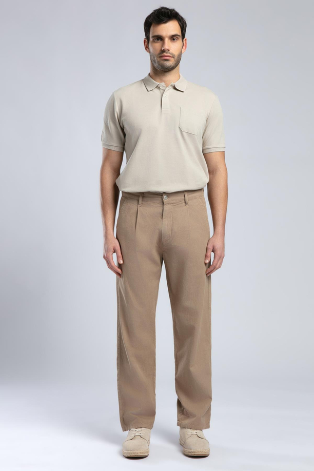 Matteo Erkek Dokuma Pantolon Camel