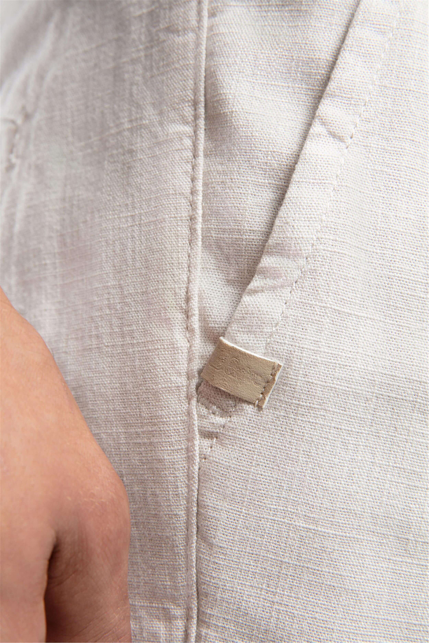 Matteo Orta-Yüksek Bel Bol Düz Kesim Düz Paça %100 Pamuk Ekru Erkek Pantolon