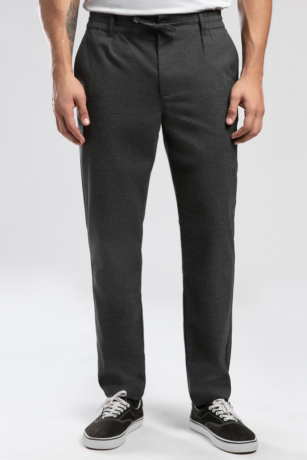 Matteos Orta-Yüksek Bel Bol Düz Kesim Düz Paça Gri Erkek Pantolon