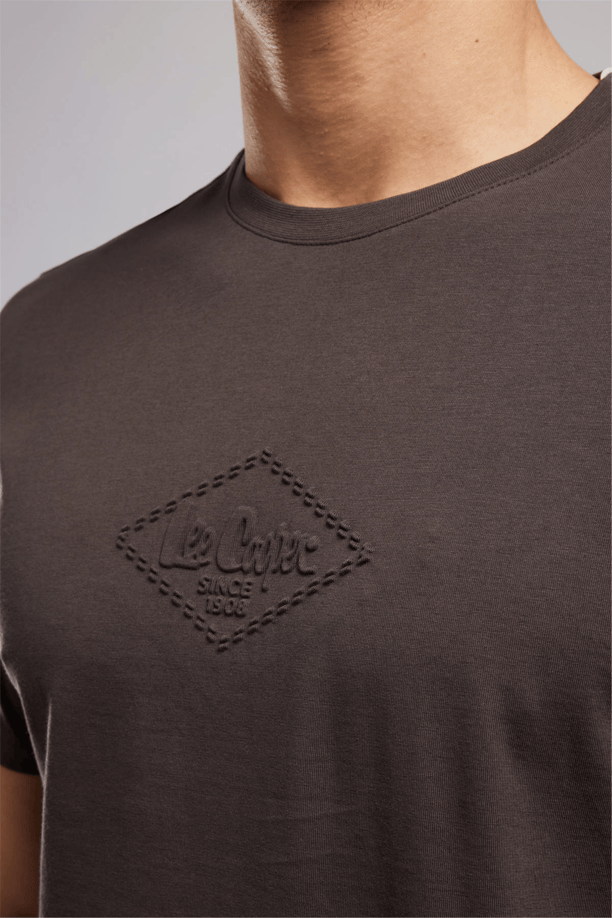 MATTIAS Erkek Regular Fit %100 Pamuk Baskılı Bisiklet Yaka T-Shirt Kahverengi