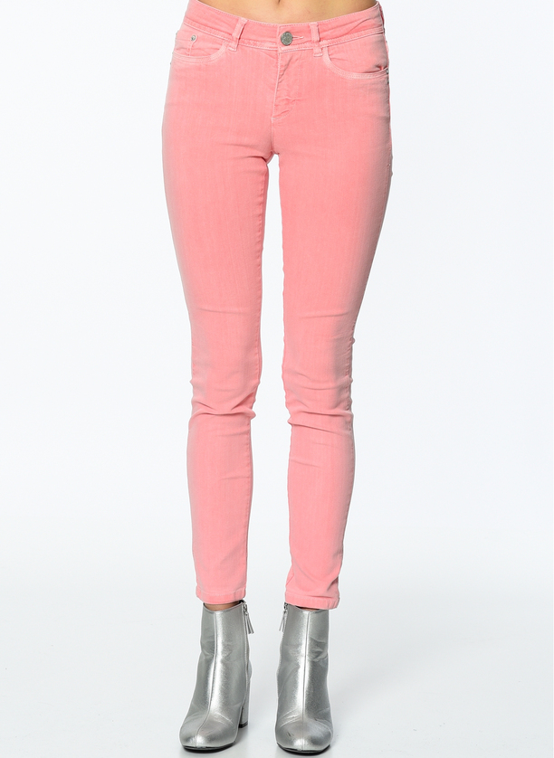 Mayra Orta Bel Dar Kesim Çok Dar Paça Mercan Kadın Pantolon