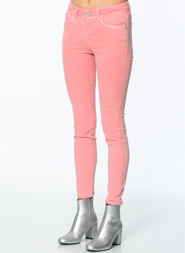 Mayra Orta Bel Dar Kesim Çok Dar Paça Mercan Kadın Pantolon