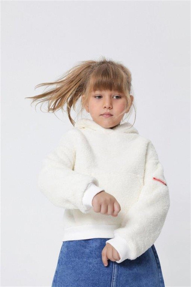 Mia Kız Çocuk Kapüşonlu Sweatshirt Ekru