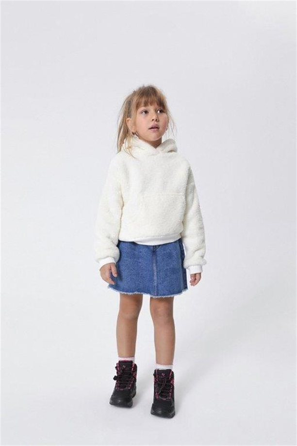 Mia Kız Çocuk Kapüşonlu Sweatshirt Ekru
