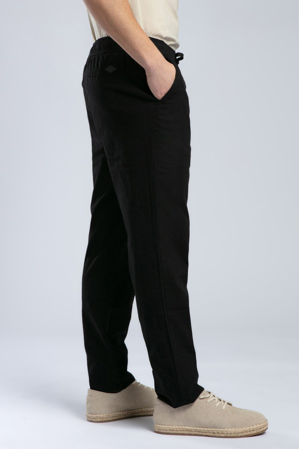 New Erkek Regular Straight Fit Pantolon Siyah